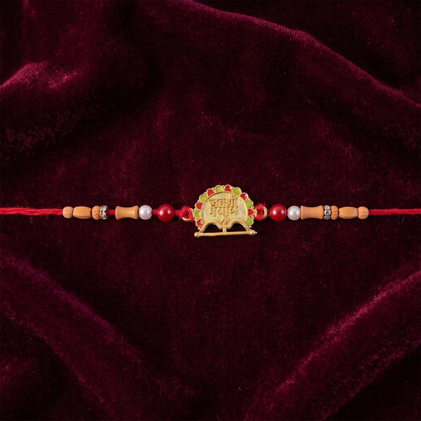 Festive background display of traditional Rakhi for brother.