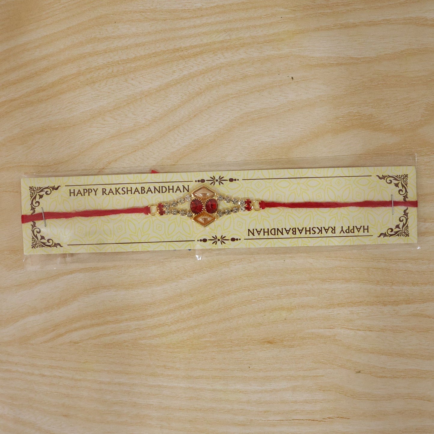 Back view of Kundan Rakhi emphasizing thread and craftsmanship.