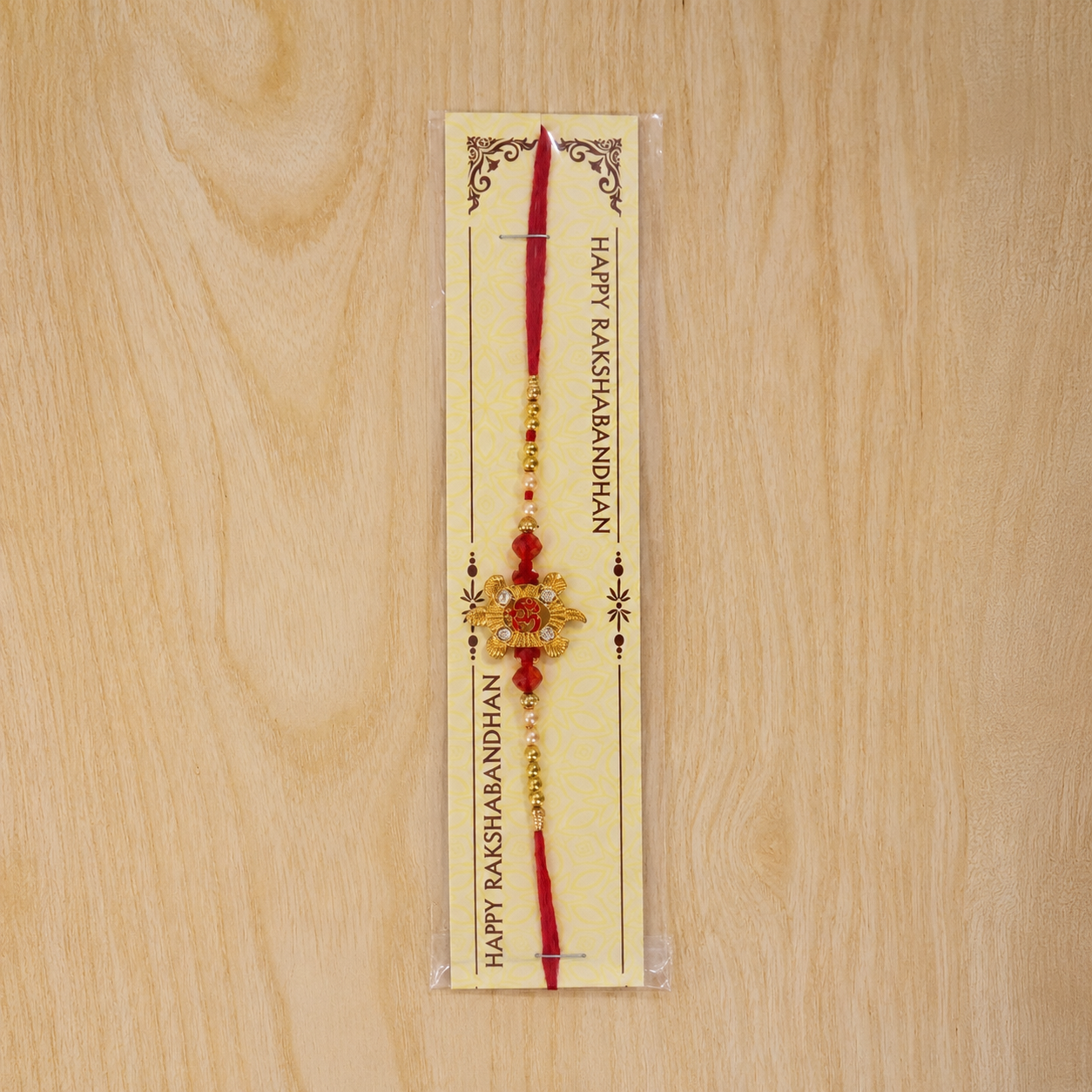 Overhead shot showing round design and vibrant red color.