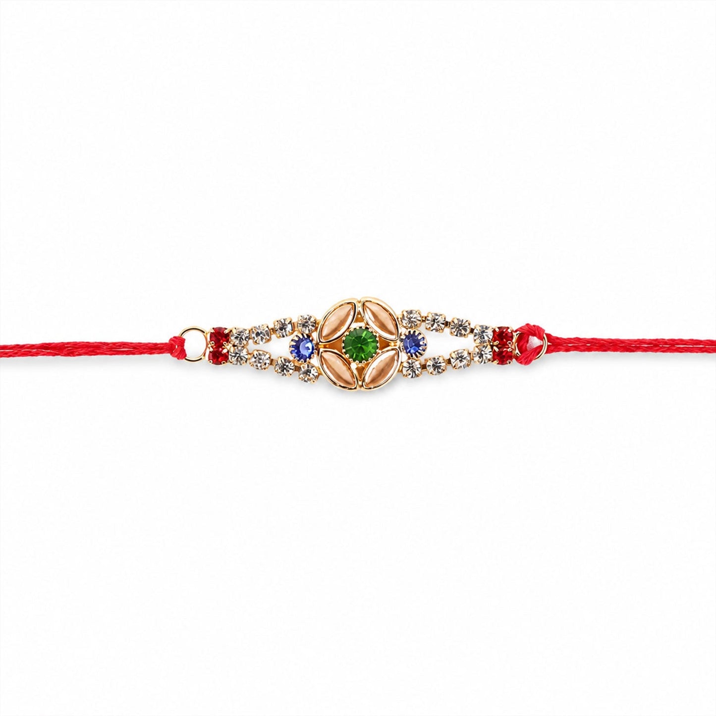 Back view of the Kundan Rakhi showing thread detail