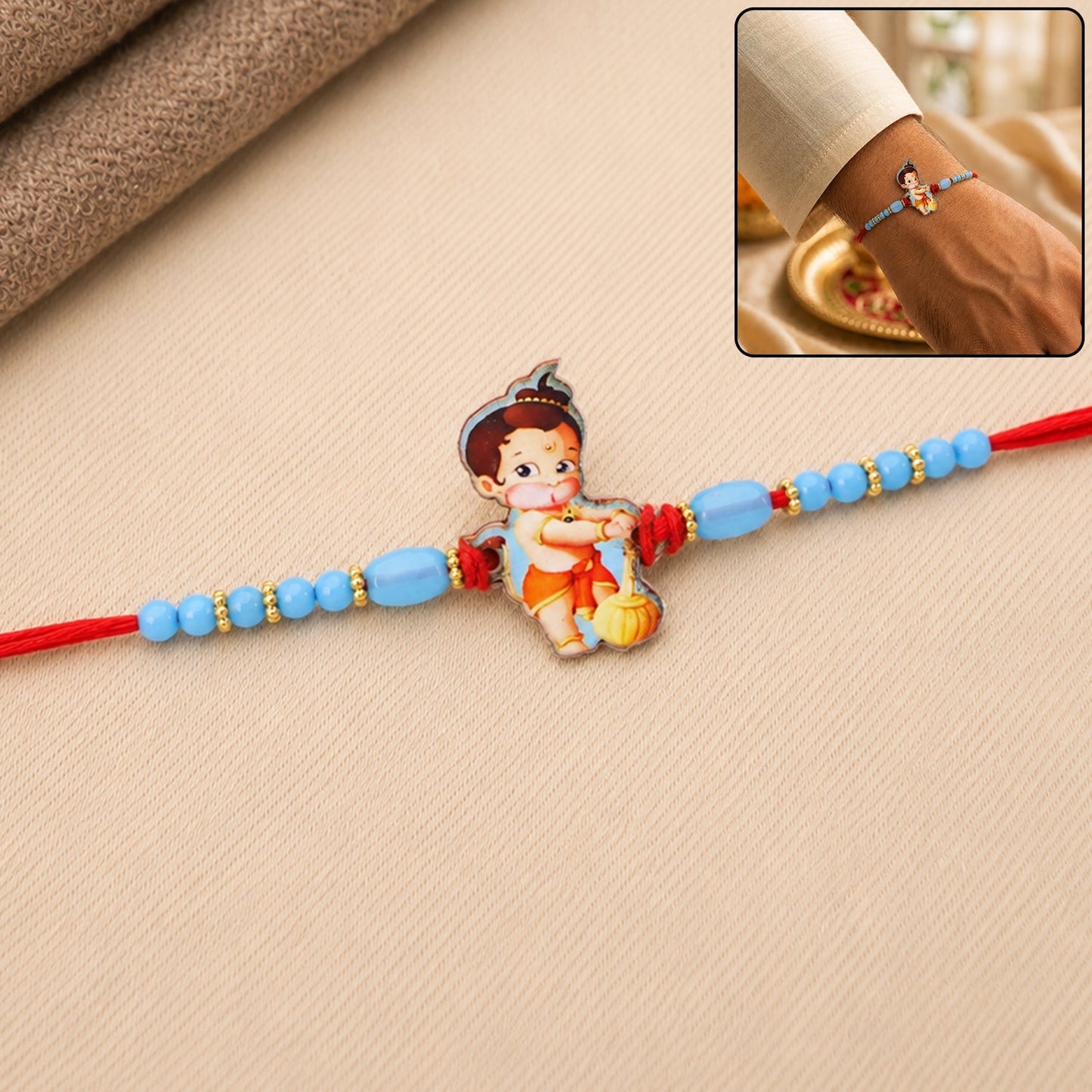 Creative Bal Hanuman cartoon rakhi with attractive design for Raksha Bandhan