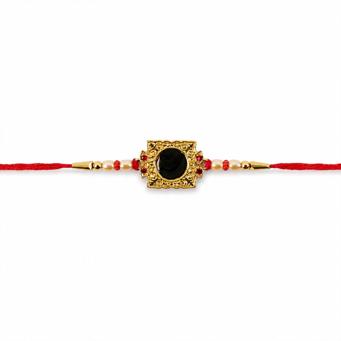 Stylish Golden Pearls Rakhi with decorative beads for Raksha Bandhan