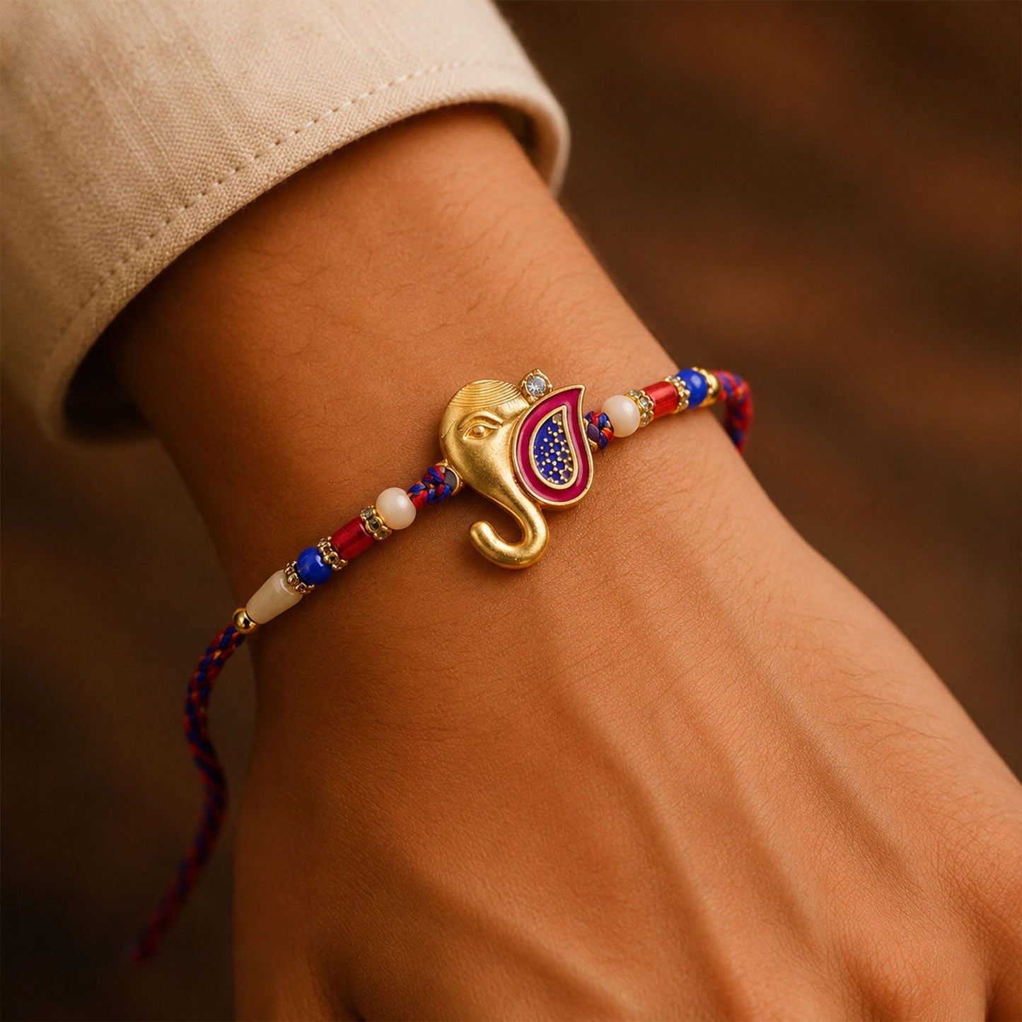 Colorful Rakhi with meenakari beads for Raksha Bandhan celebration