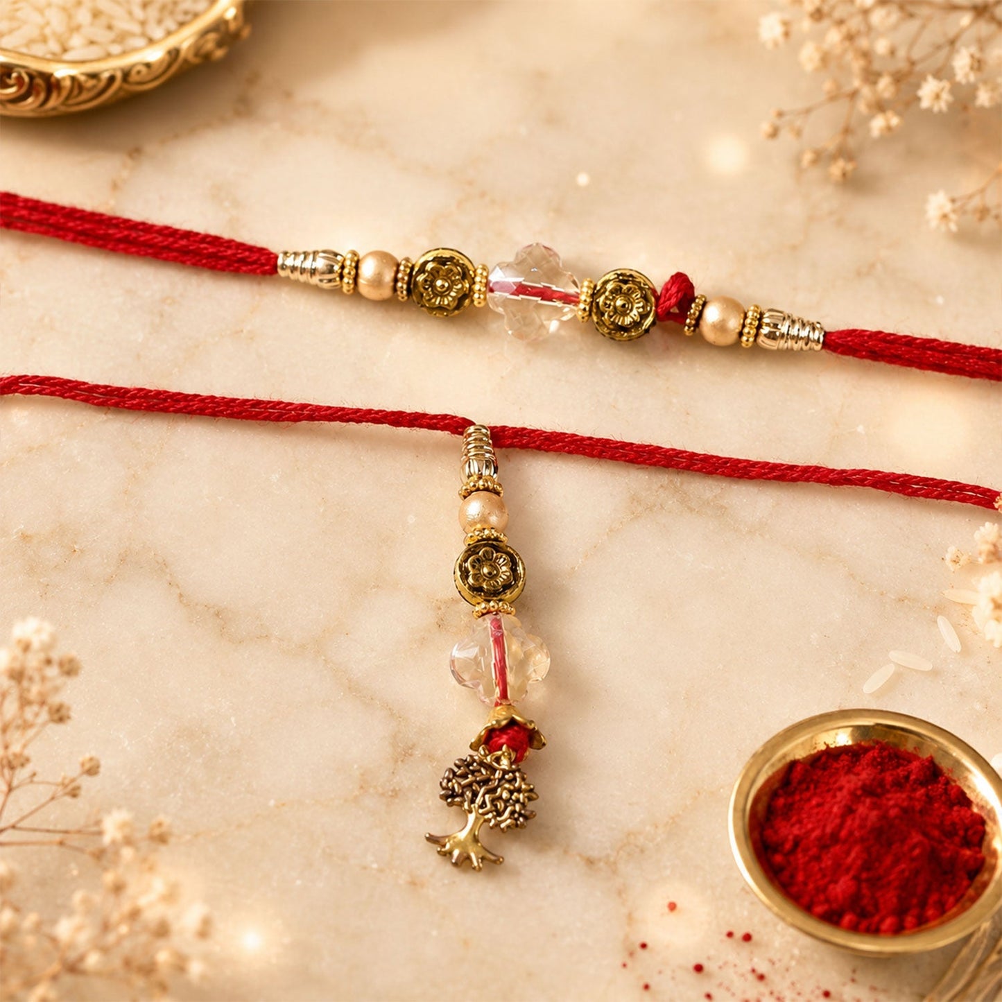 Beautiful beads Bhabhi Rakhi in festive colors for Rakhi gifting