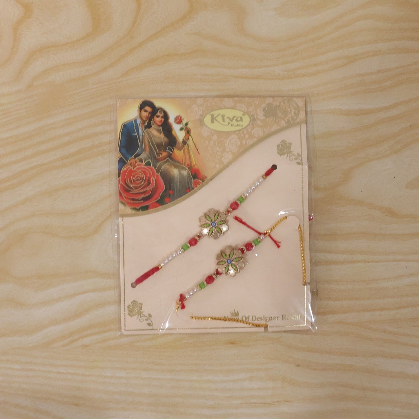 Stylish meenakari floral rakhi with vibrant beads, traditional gift for Rakhi festival