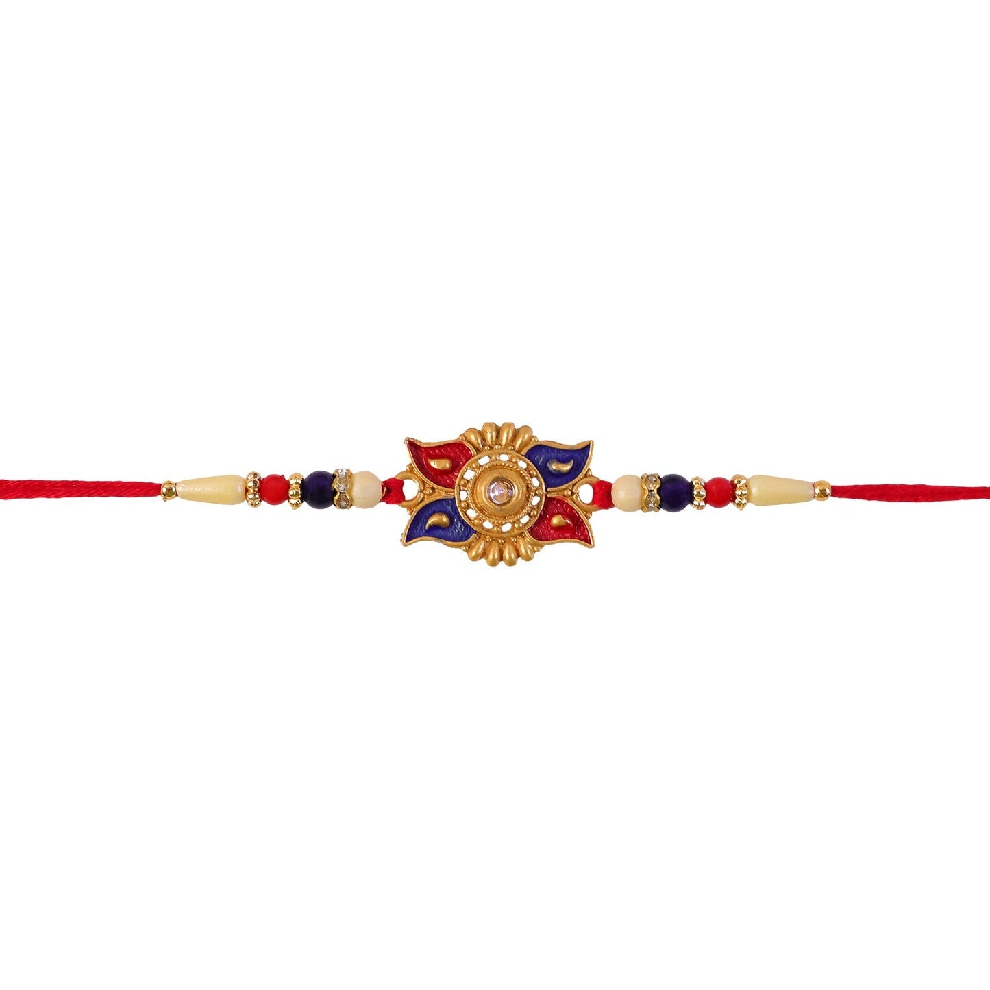 Festive traditional kundan rakhi with floral design