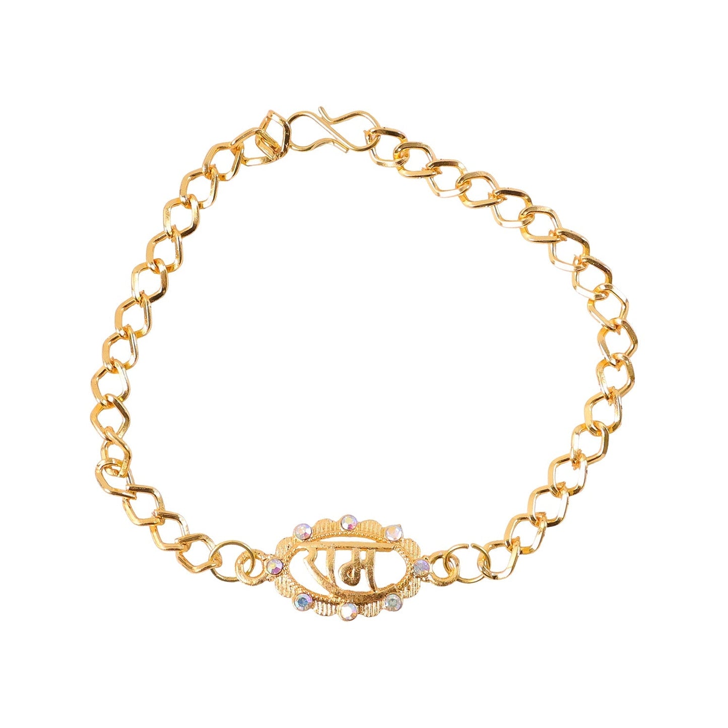 Decorative beads of Ram Text Pearl Stone Rakhi bracelet on thread design