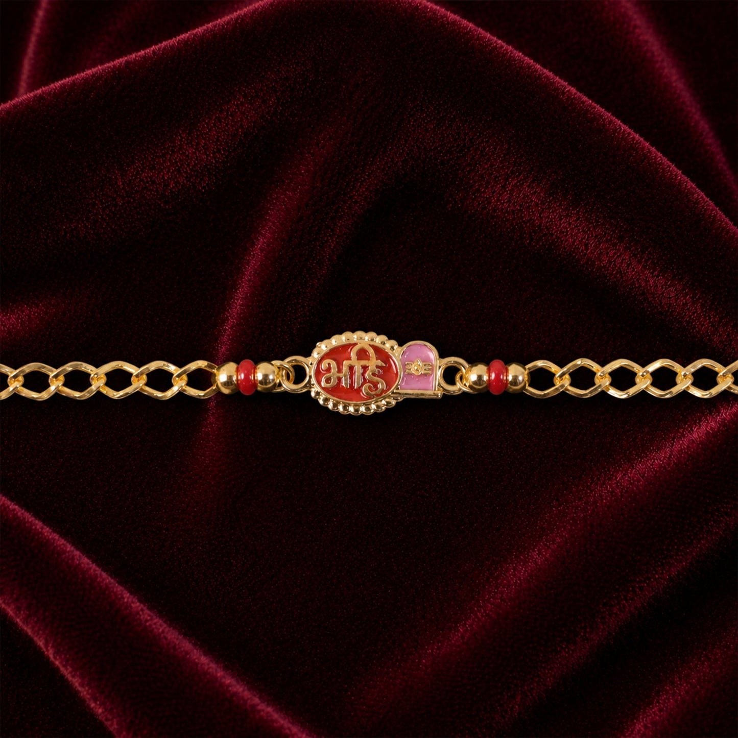 Bhai Rakhi bracelet on white background, stylish festive look