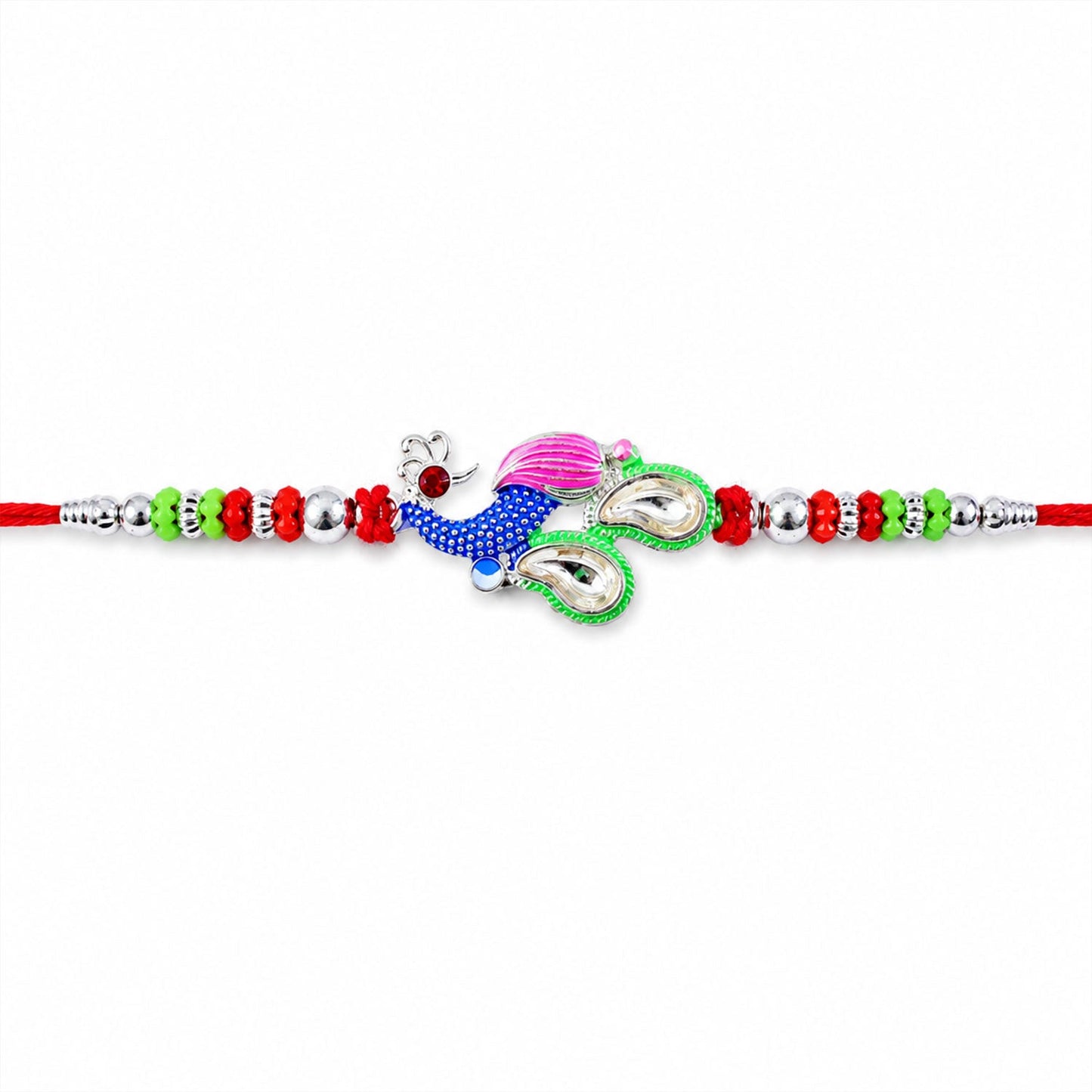 Beautifully crafted multicolor peacock Rakhi for brother in festival photos