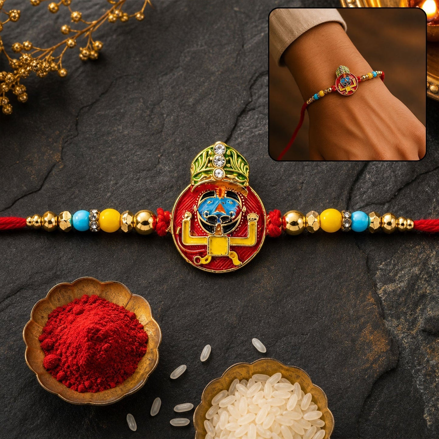 Multicolor enamel kids Rakhi with cartoon character design for Raksha Bandhan