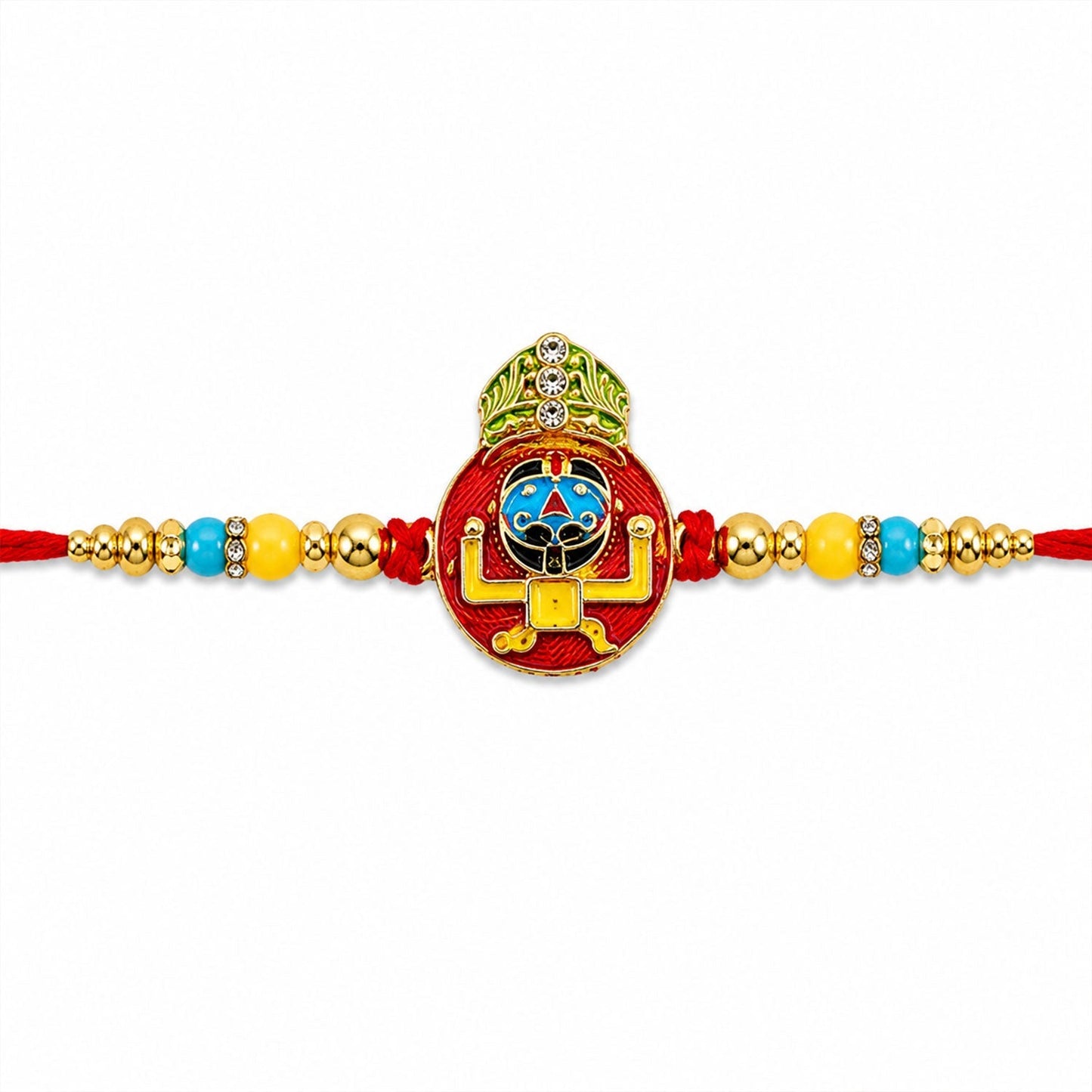 Decorative kids Rakhi with multicolor enamel work featuring a cartoon design