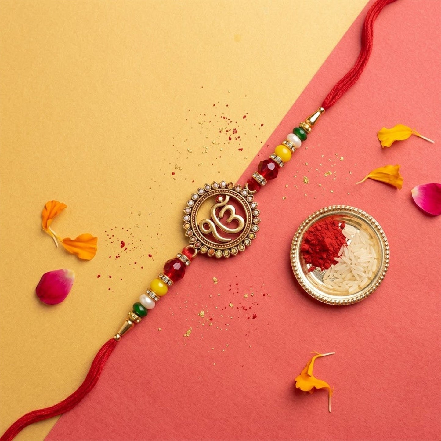 Colorful Meenakari rakhi with detailed design and comfortable thread