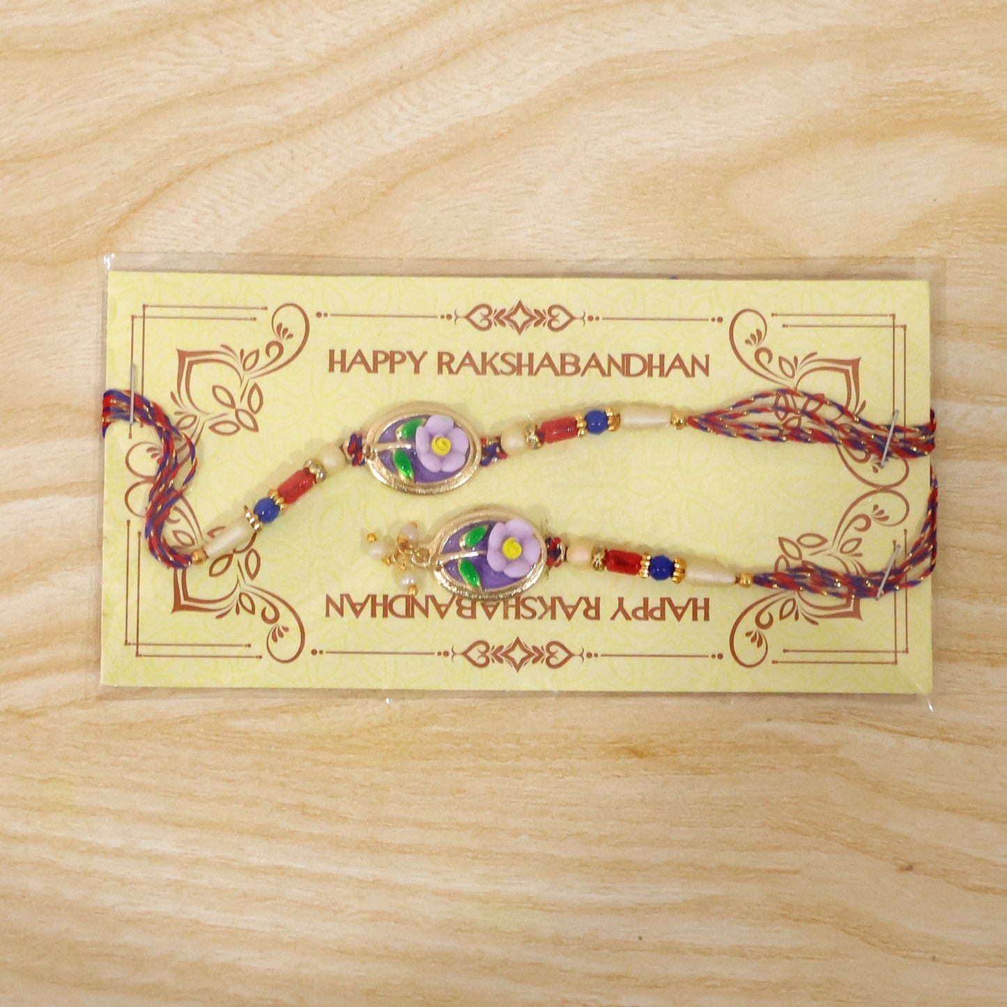 Full set of Floral Kundan Bhaiya Bhabhi Lumba Rakhi