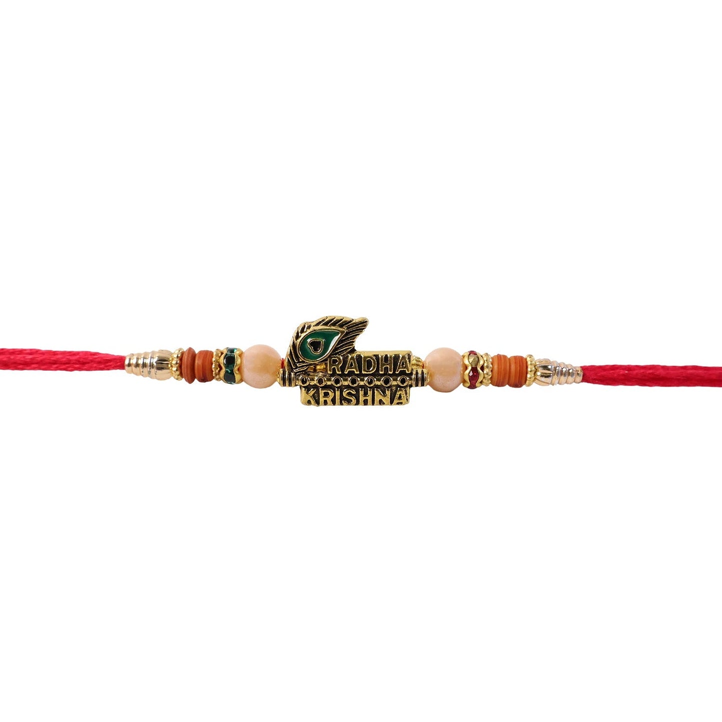 Festive peacock feather Rakhi for Raksha Bandhan, perfect for brother’s gift