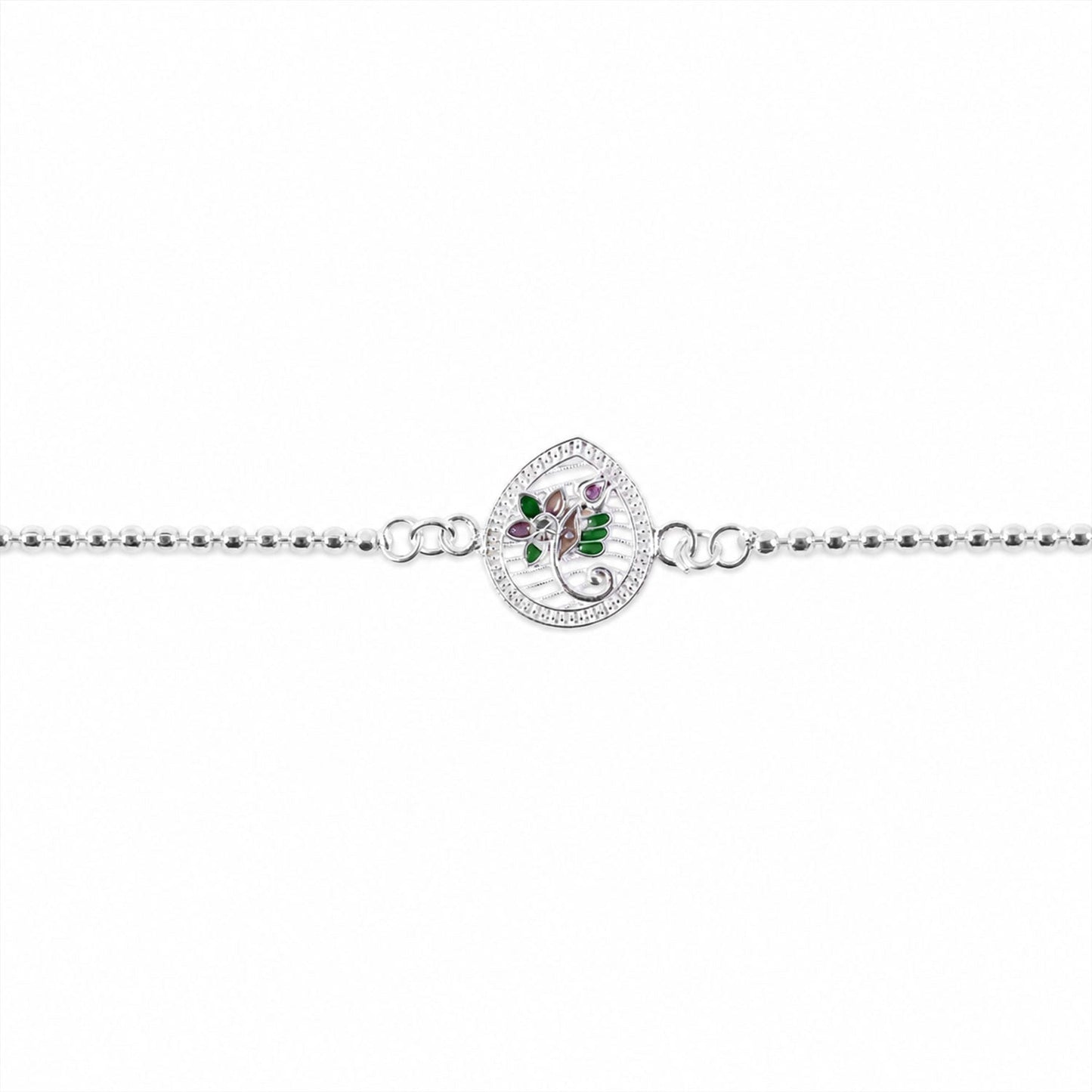 Elegant festive Rakhi featuring floral enamel design for brother