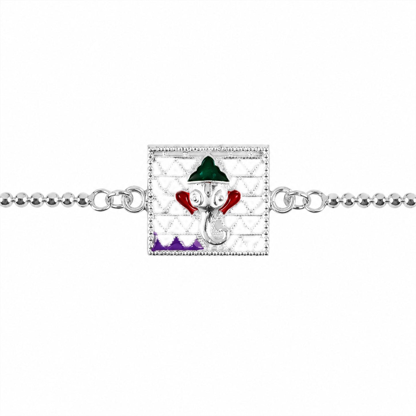 Festive Silver Ganesha Rakhi with traditional charm