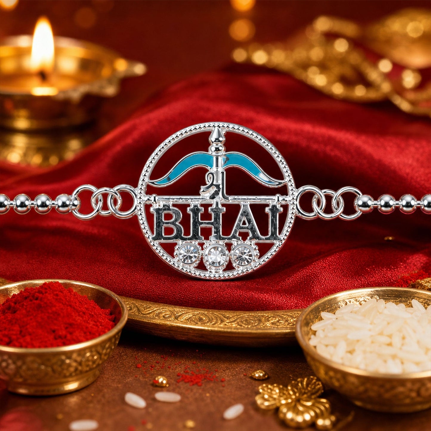 Perfect enamel chain Rakhi for brothers for Raksha Bandhan celebration