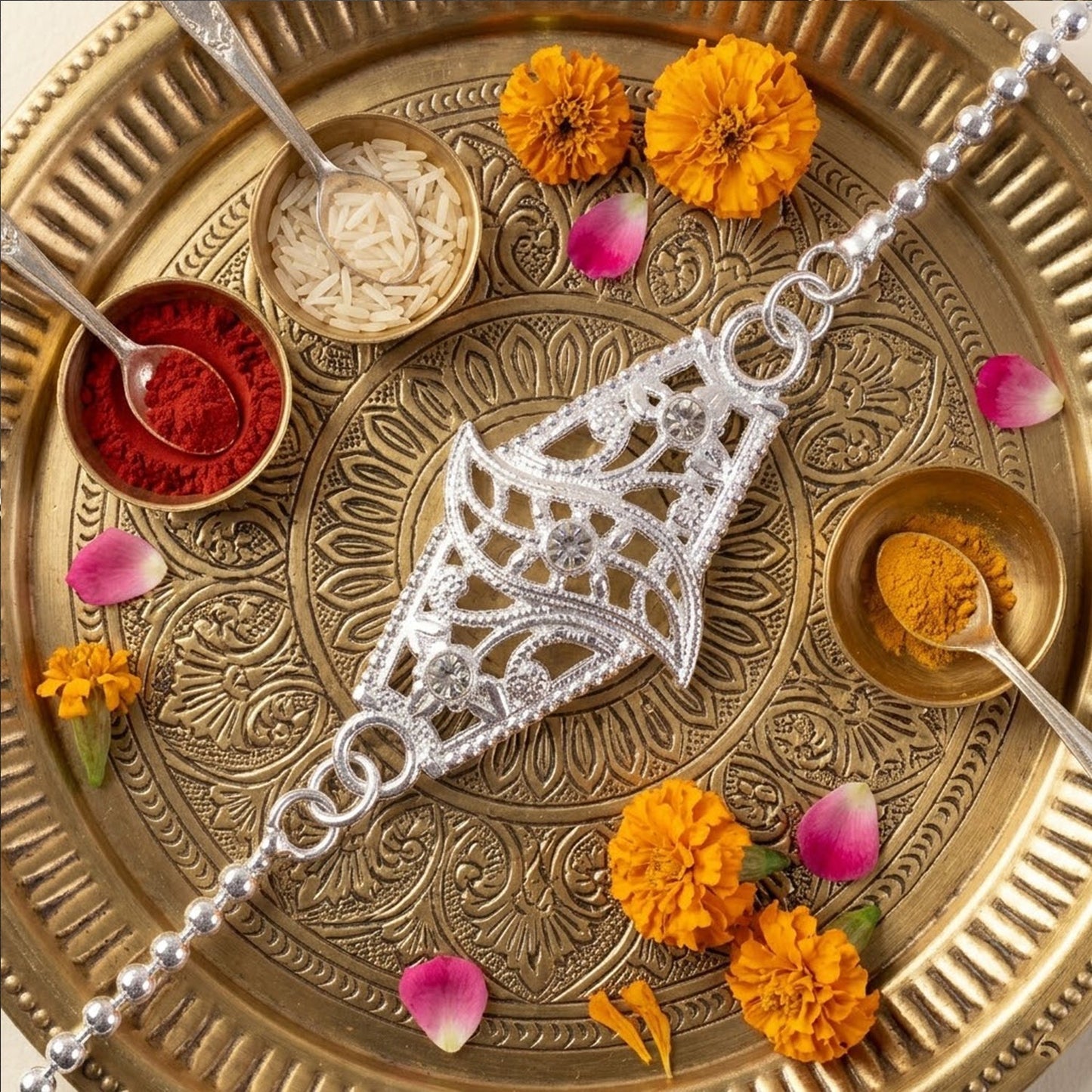 Decorative leaf stone Rakhi, suitable for all ages and styles