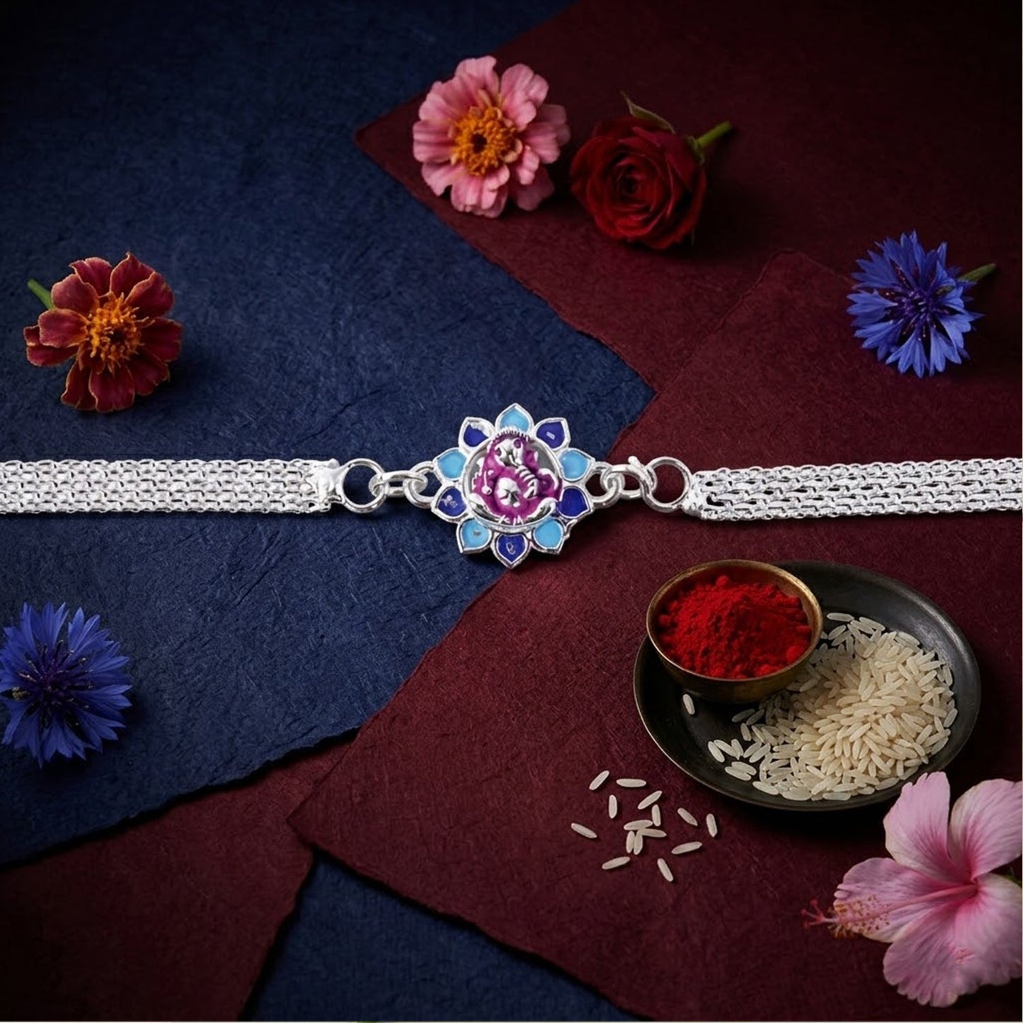 Premium quality chain with Ganesha motif Rakhi for Raksha Bandhan