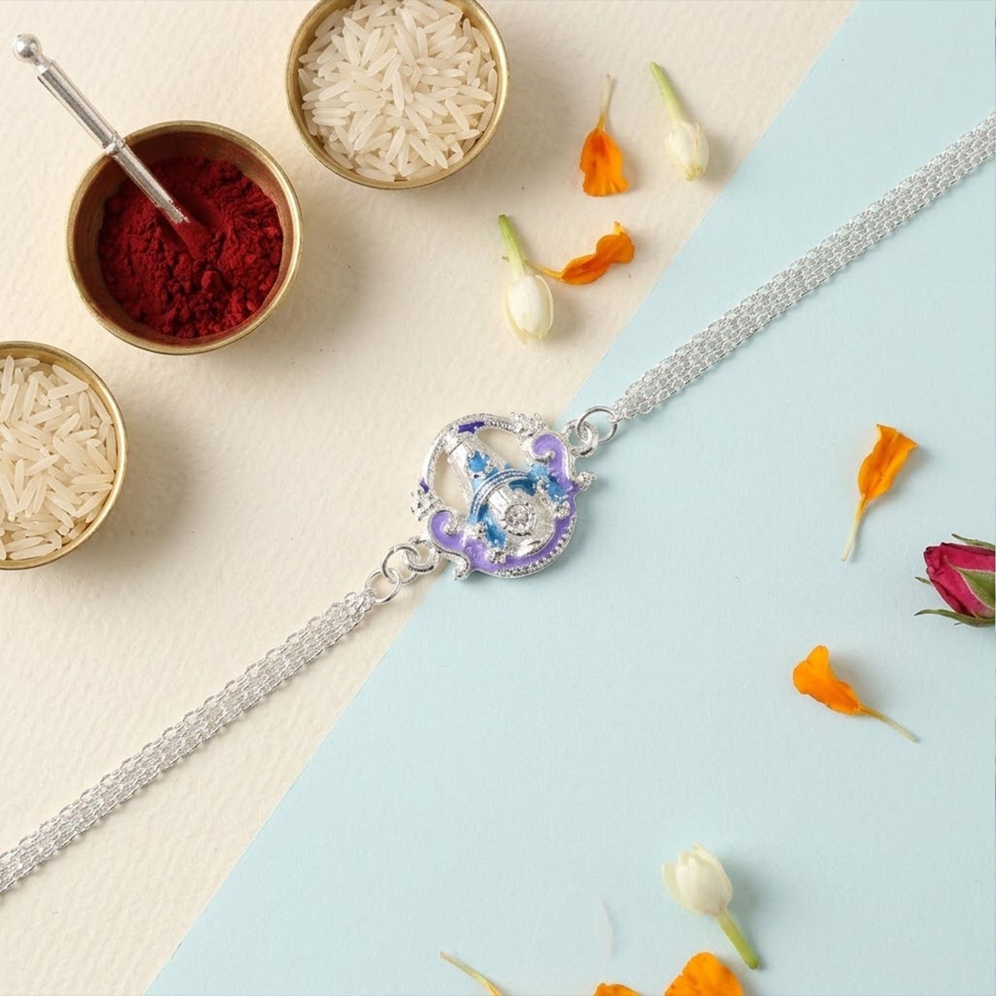 Premium finish Rakhi with divine charm, suitable for festive gifting