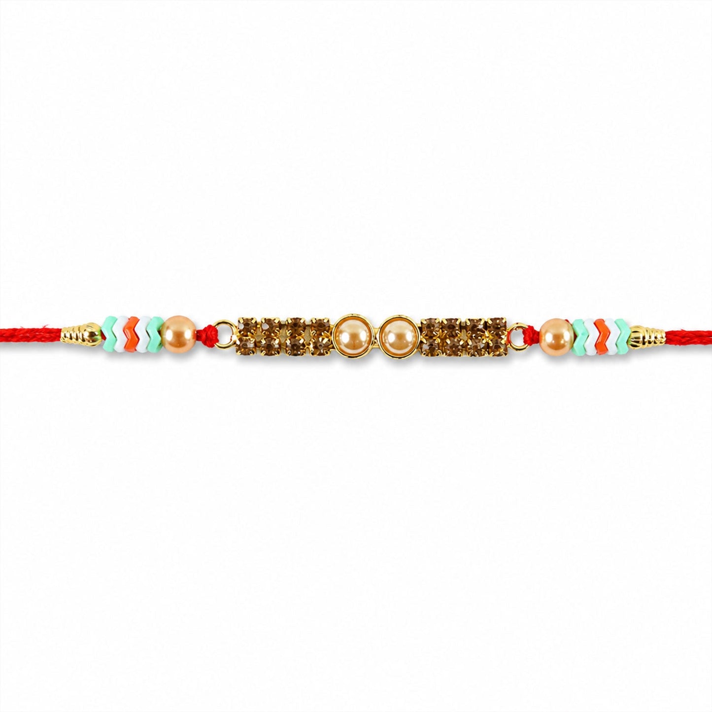 Kundan Pearl Crystal Bead Fancy Decorative Thread Rakhi for Brother