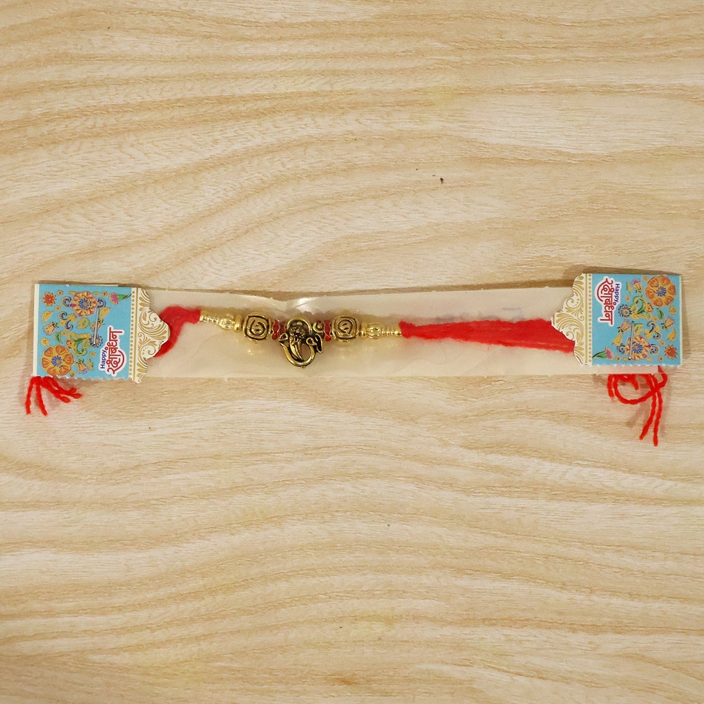Lord Ganesha Om Antique Charm Round Bead Fancy Thread Rakhi for Brother