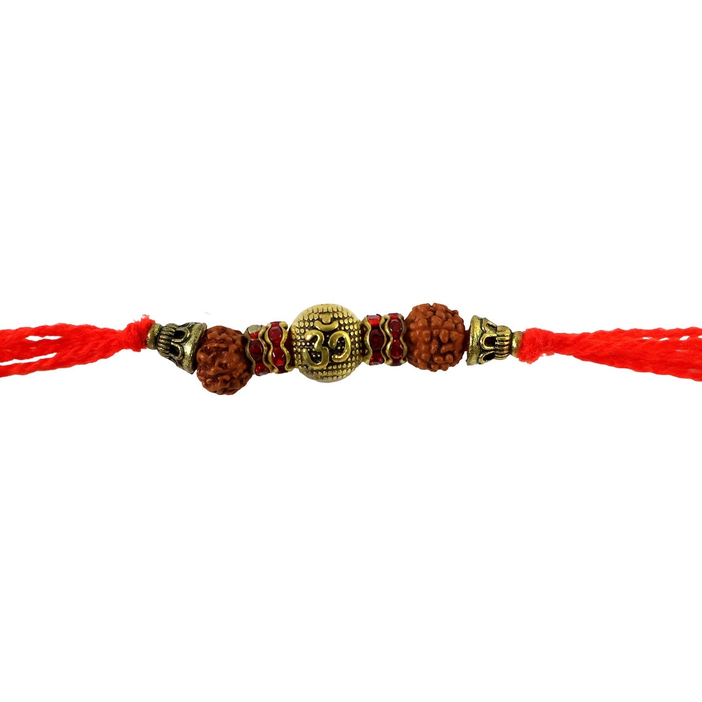 Om Symbol Rudraksha Antique Bead Crystal Fancy Thread Rakhi for Brother