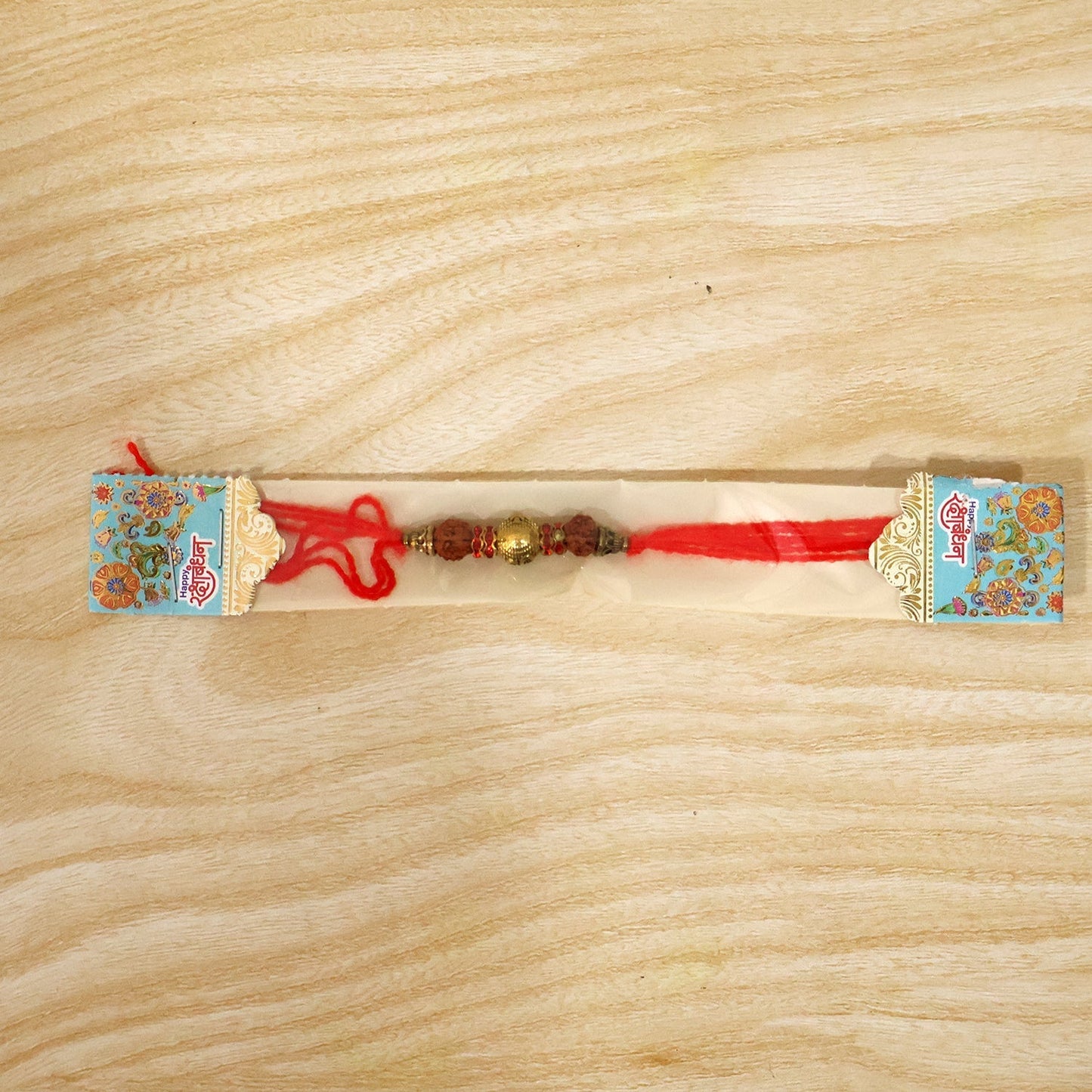 Om Symbol Rudraksha Antique Bead Crystal Fancy Thread Rakhi for Brother