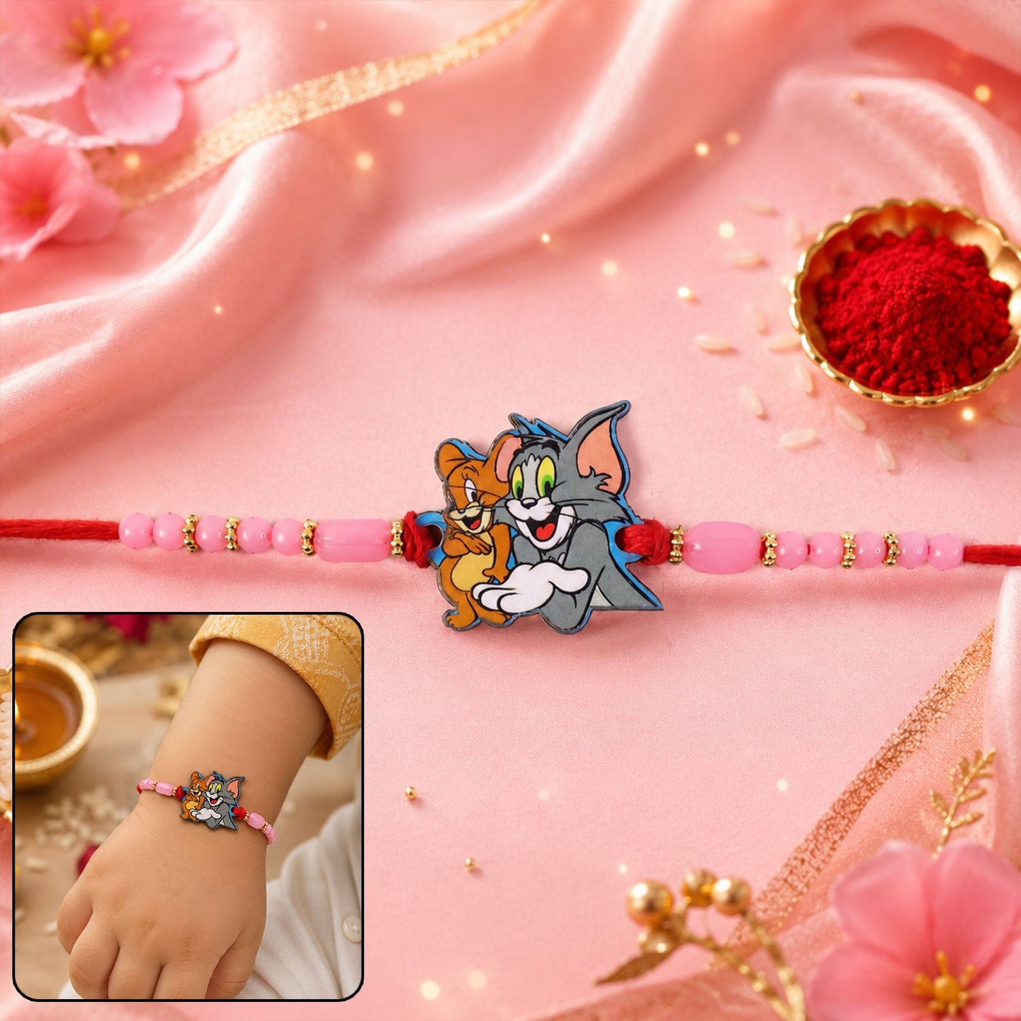 Kids Rakhi with decorative beads and vibrant design perfect for Raksha Bandhan