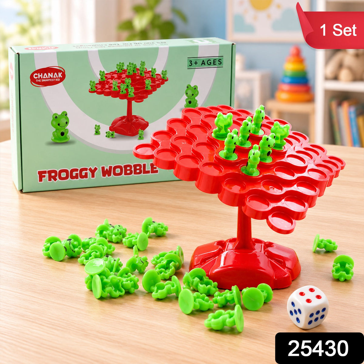 Frog Balancing Board Game With Dice For Kids And Family Playtime (1 Set)