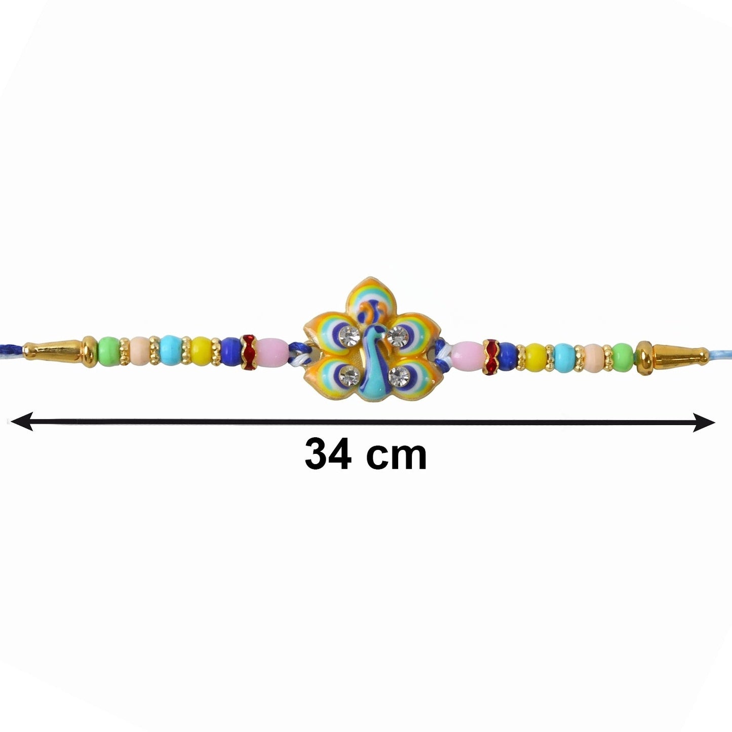 Elegant festive Rakhi with peacock feather design