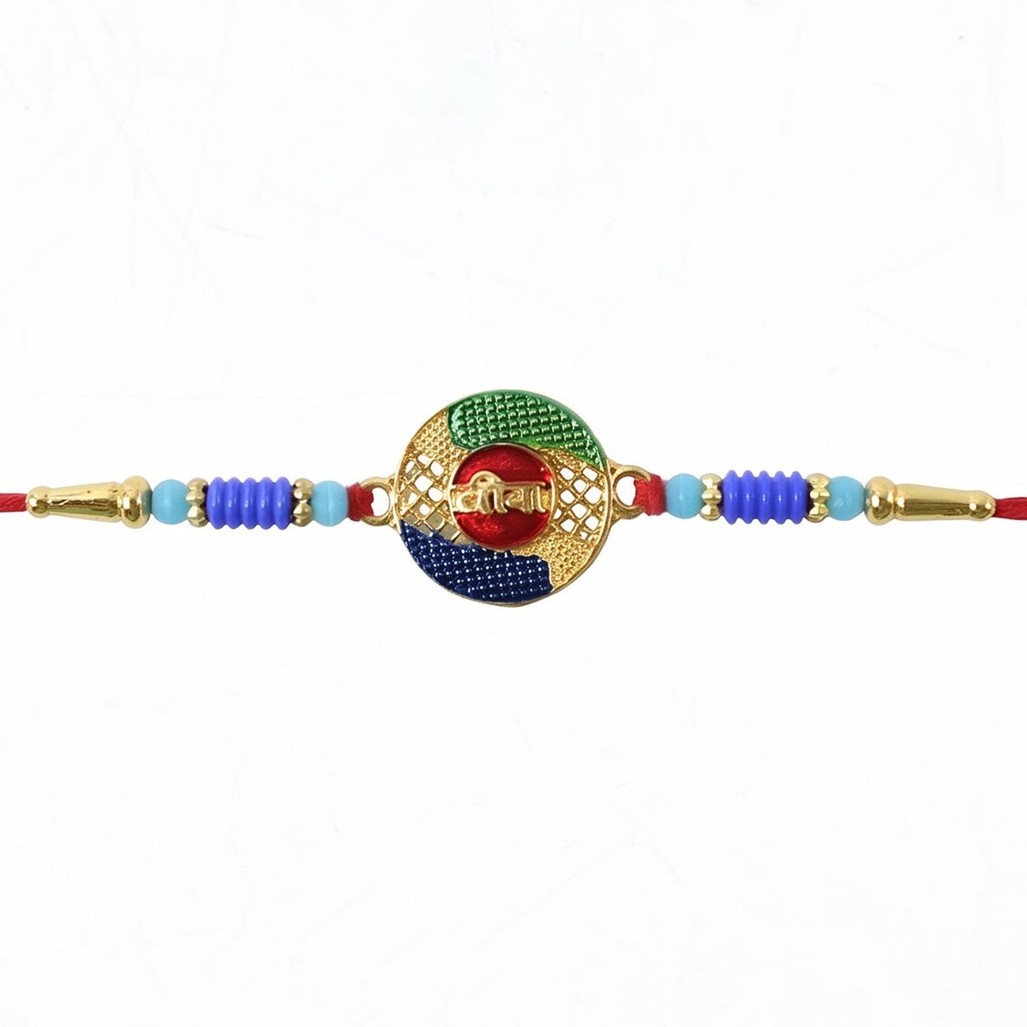 Multicolor traditional Rakhi with intricate detailing