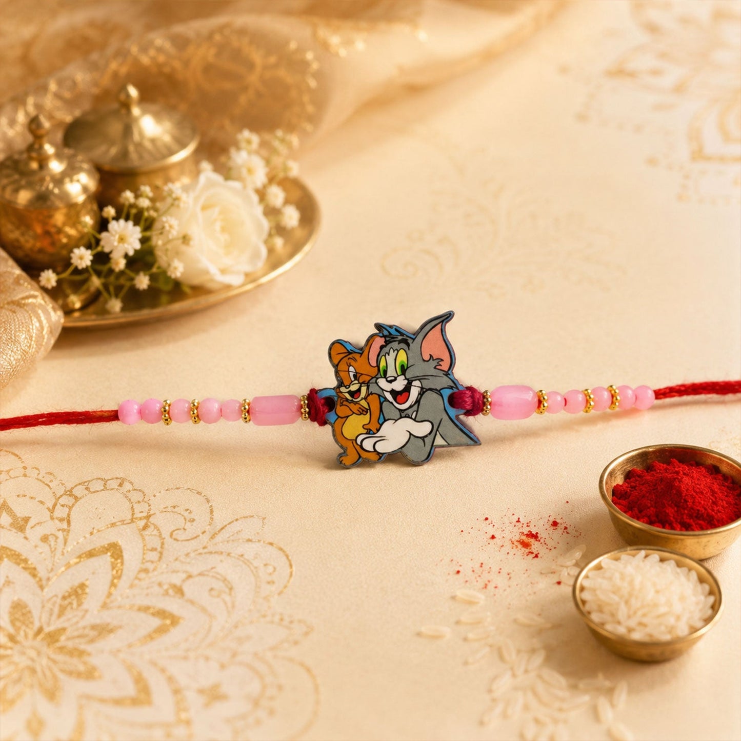 Festive kids Rakhi with elegant detailing and traditional appeal