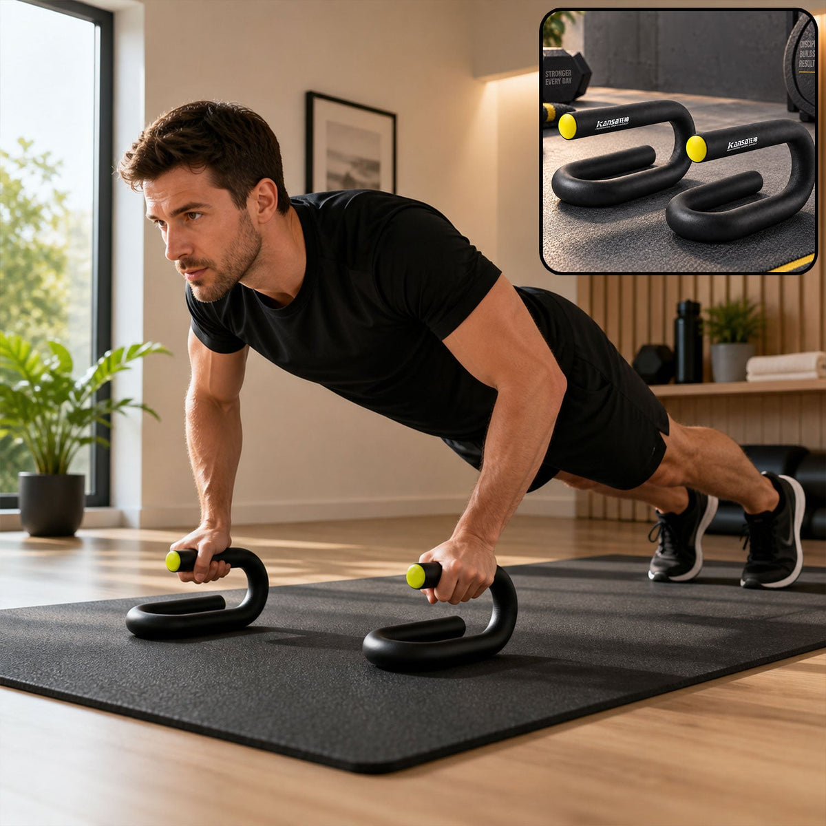Compact push up exercise stand textured grip