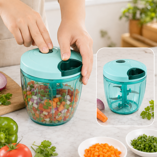 Manual Stainless Steel Vegetable Chopper – Compact, Extra Sharp with 5 Blades