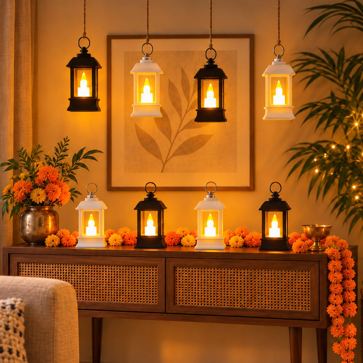 Flameless LED mini lantern candles festive