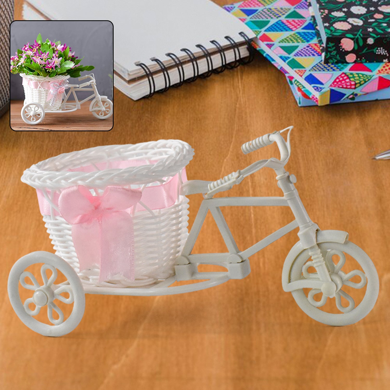 Plastic Cycle Flower Vases For Home Decor; Bicycle Flower Pot Stand (1 ...