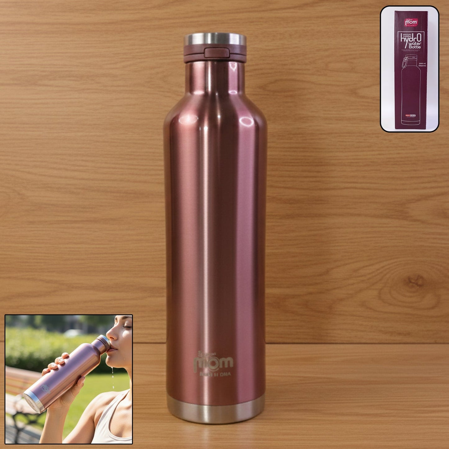Supermom 1000 ML Stainless Steel Insulated Hydro Water Bottle, Vacuum Flask