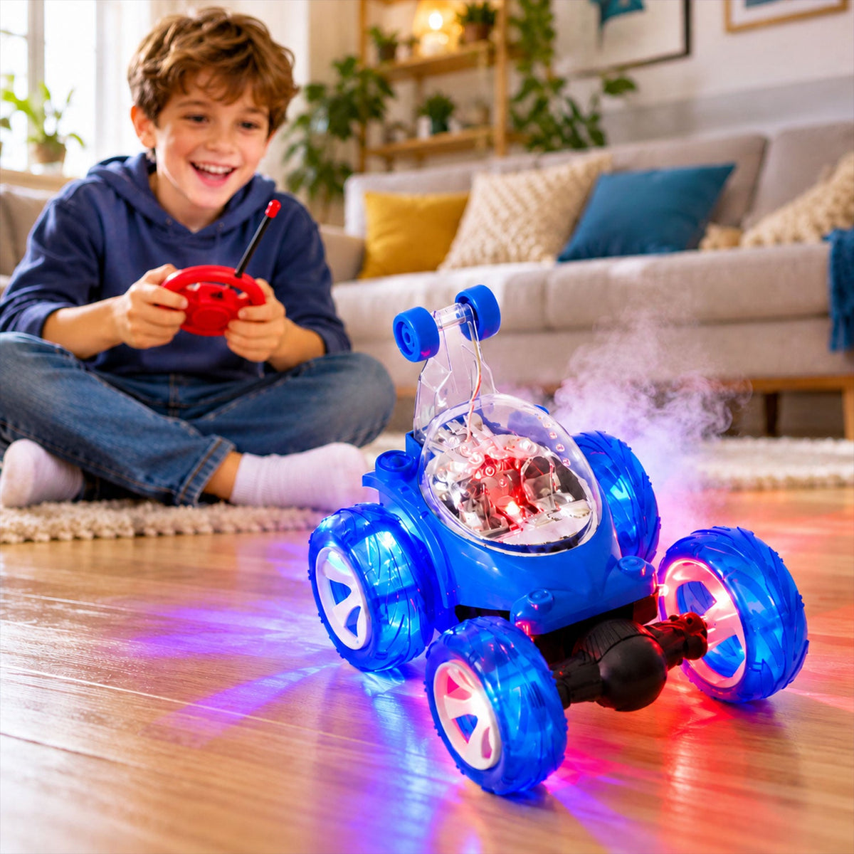 Remote control stunt car music LED water spray
