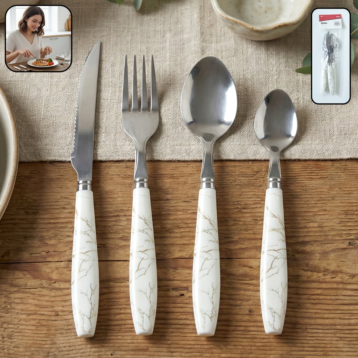 Marble design cutlery