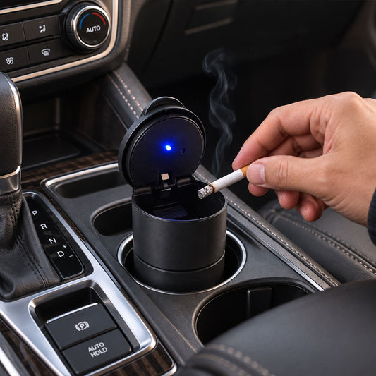 Car Ashtray with LED Light and Lid, Cup Holder Ashtray for Car Interior (1 Pc)