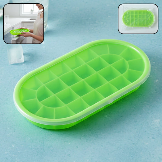 premium oval silicone ice cube tray with lid