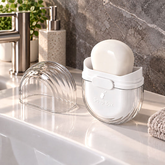 Plastic Travel Soap Case with Slide Lock and Removable Tray for Toiletries (1 Pc)