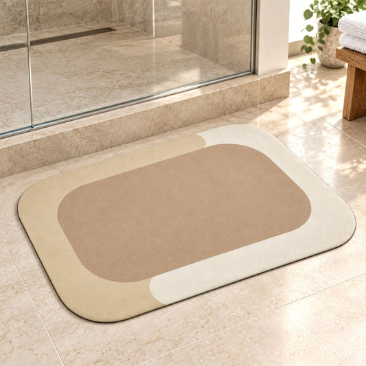 Decorative bathroom floor mat soft top border