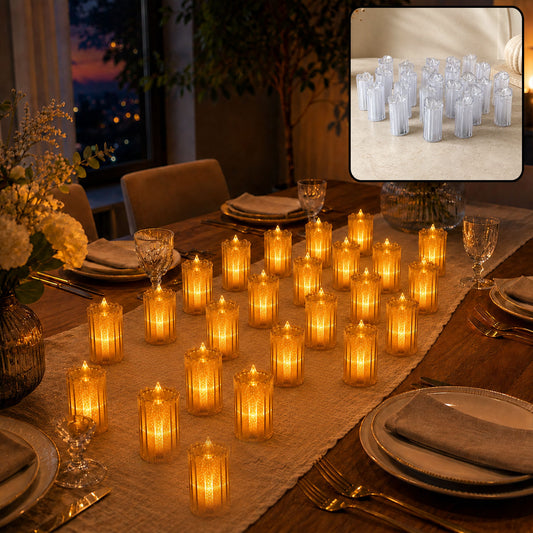 24 Pc Flameless and Smokeless Decorative Melting Candles LED Tea Light Candle Flickering Electronic Candle
