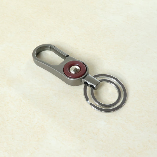 Premium Metal Key Holder with Dual Ring & Secure Clip (1 Pc)