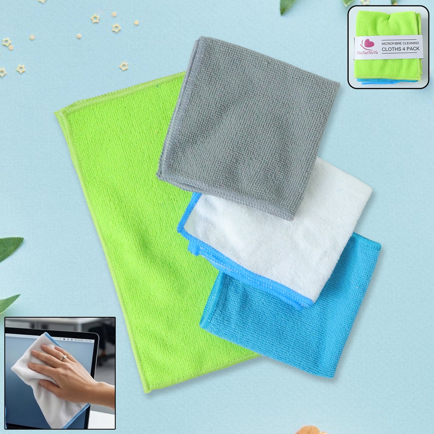 Microfiber Cleaning Cloth (4 Pc Set, 28x29 Cm)