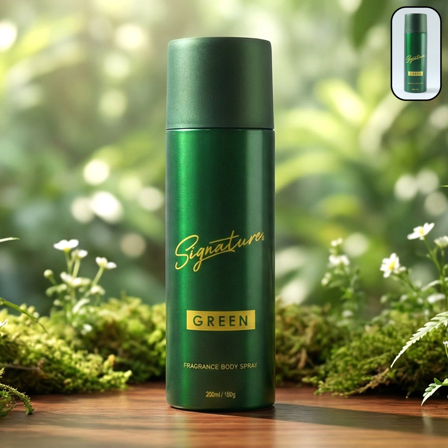 Signature premium green fragrance body spray 200 ml bottle