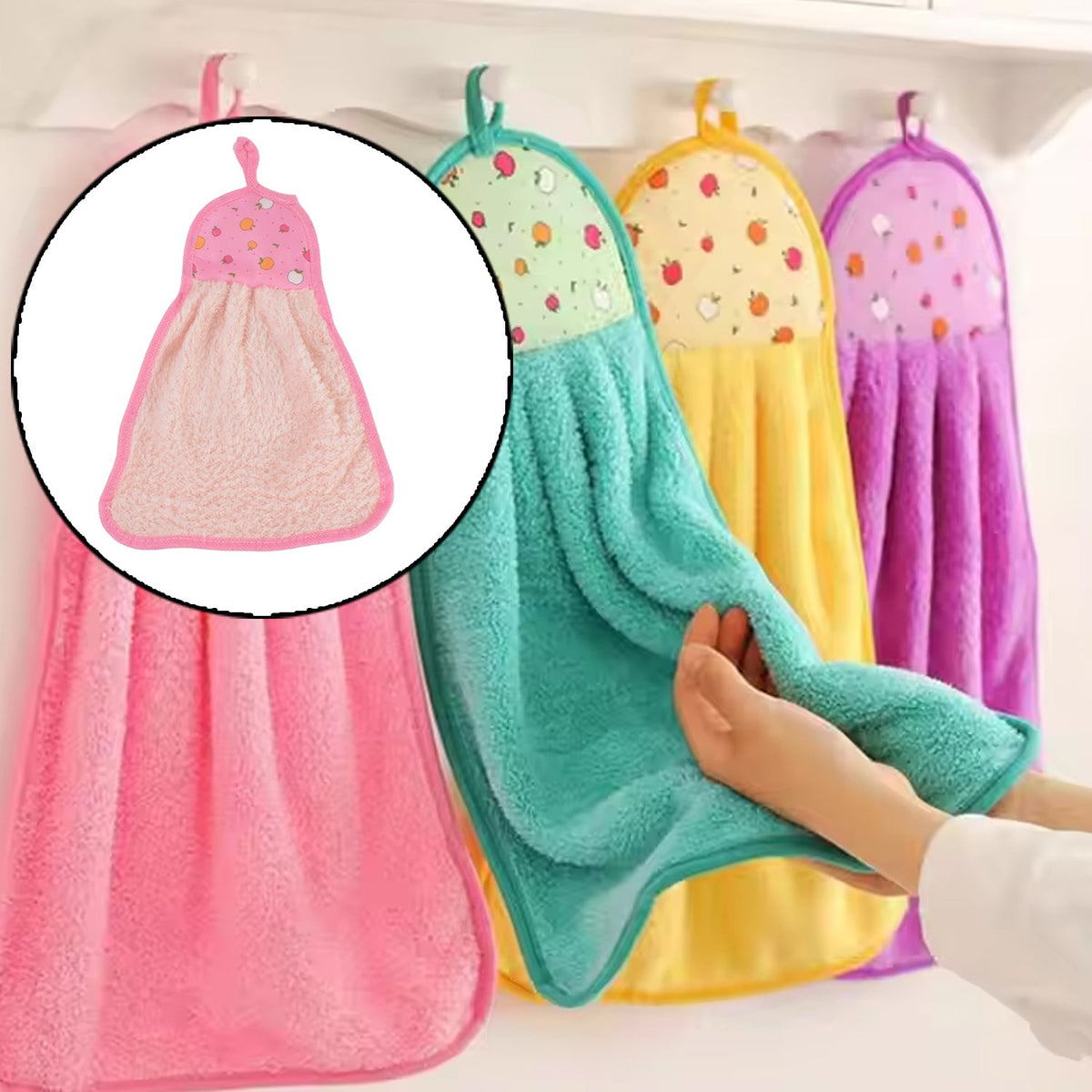 Microfiber Kitchen Towel with Loop – Soft, Quick-Dry & Absorbent