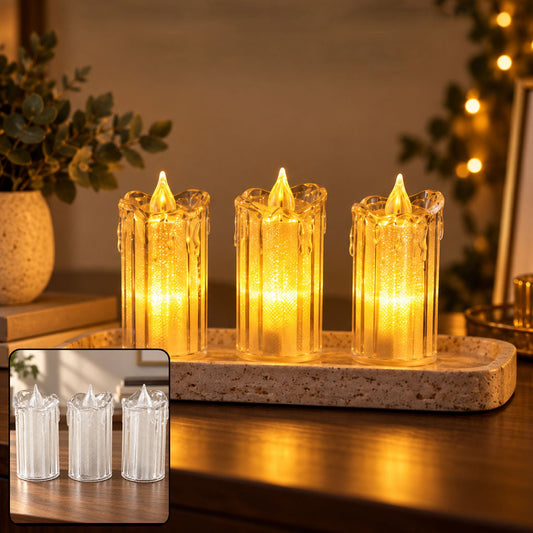 Flameless LED candles warm glow home events